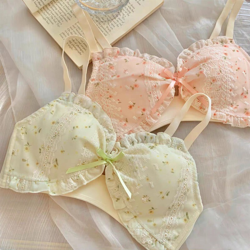 Sweet desire Japanese girl underwear sexy lace French bra set pure desire small breasts push up big bra new style