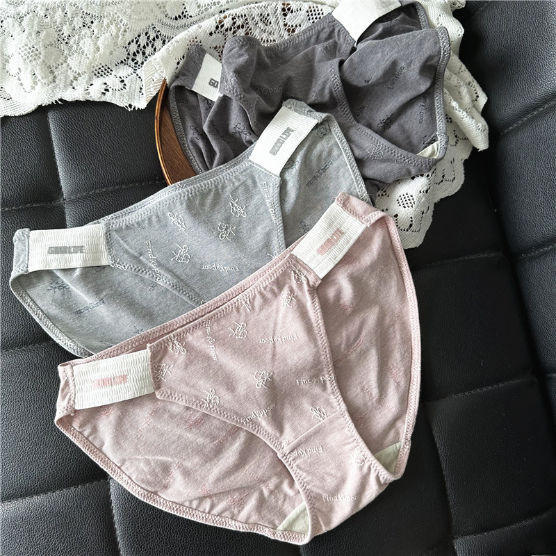 European and American letter elastic band cotton hip-covering low-waist cute sexy women's underwear