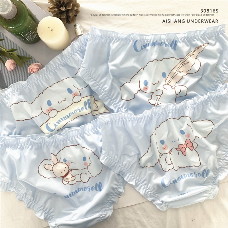 Women's underwear printed cute cartoon girl underwear ice silk underwear sexy underwear bread underwear