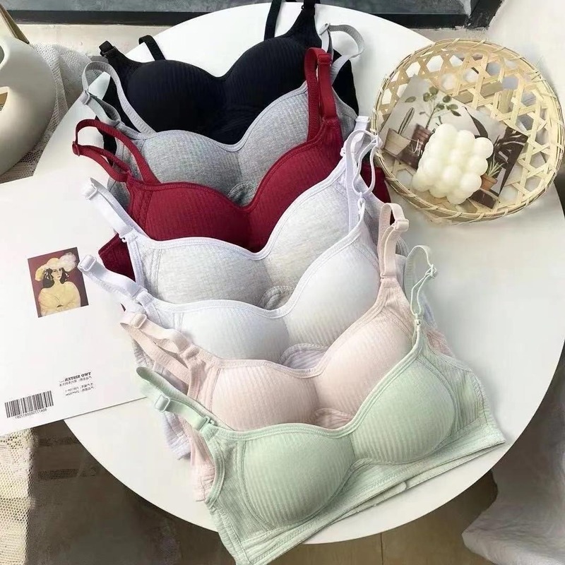 High school girl underwear, no rims, college student pure cotton thin push-up bra, development period, side trimming, small bra