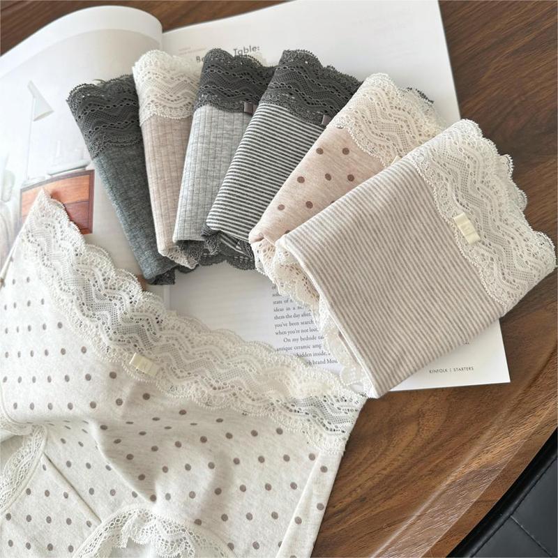 Apricot Gray 5A Antibacterial Category A Real-Wear Lace Light Luxurious Cotton Mid-High Waist Women's Underwear Covers the Hips and Comfortably
