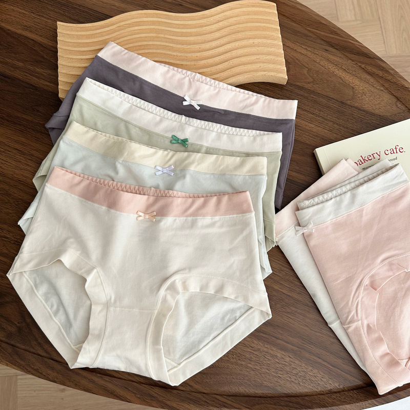Plus size girls contrast color 60 count long-staple cotton type A baby cotton pure cotton underwear women's antibacterial crotch mid-waist cotton 5A