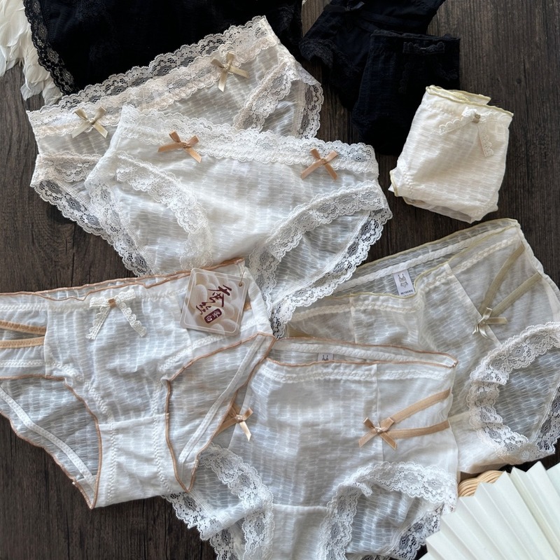 Small waist~High-quality silk protein antibacterial bottom crotch skin-friendly breathable accordion yarn contrasting color underwear sexy and waist-revealing