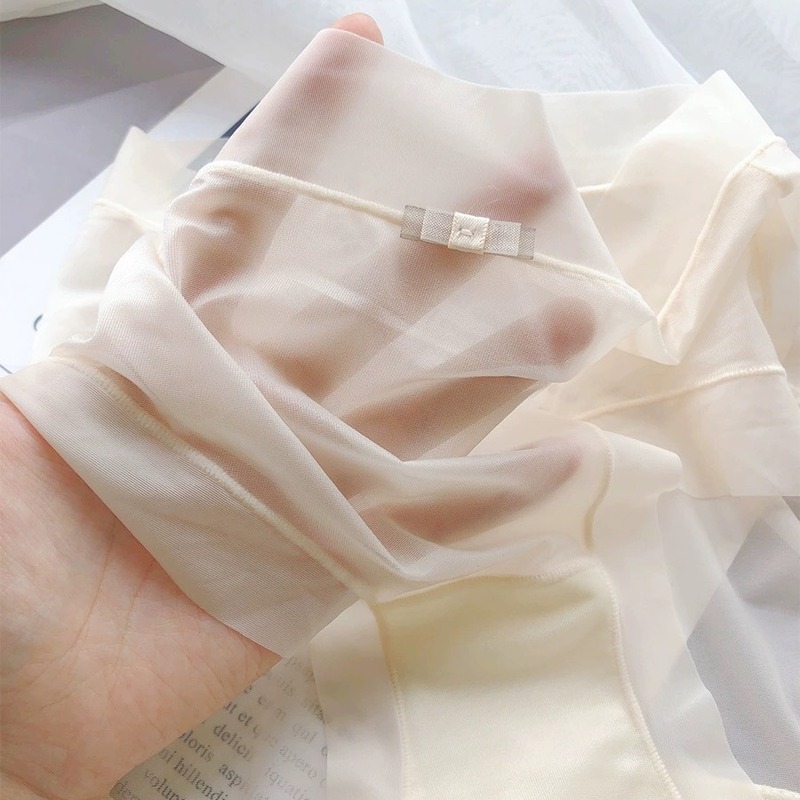 Ice oxygen mask pants~Summer thin, breathable and soft ice silk seamless mid-waist jelly panties for girls silk crotch