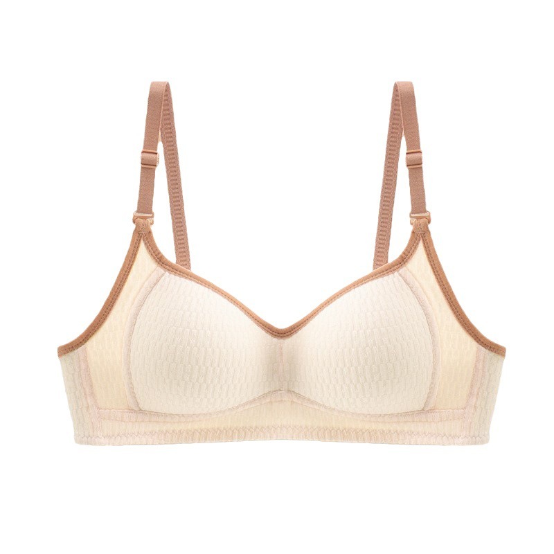 Developmental high school student girl underwear, junior high school student push-up small breast thin section female rimless pure cotton bra