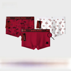 Men's underwear red animal year modal strip cotton personalized cartoon printed pants breathable antibacterial underwear for men