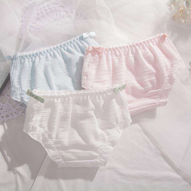 Japanese fresh marshmallow color cloud soft breathable jacquard cotton bow decoration simple sweet underwear