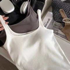 Threaded small square collar, busty and slim waist, self-contained breast pads, camisole, beautiful vest for women, anti-exposure underwear, base layer