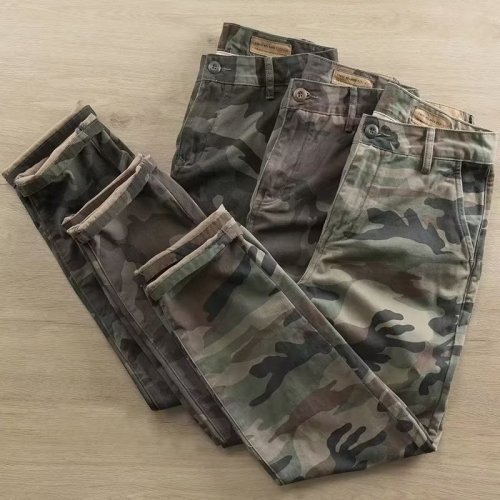 Refundable and exchangeable, second batch casual camouflage pants for men, loose washed, retro military fans, military overalls, military pants, nine points