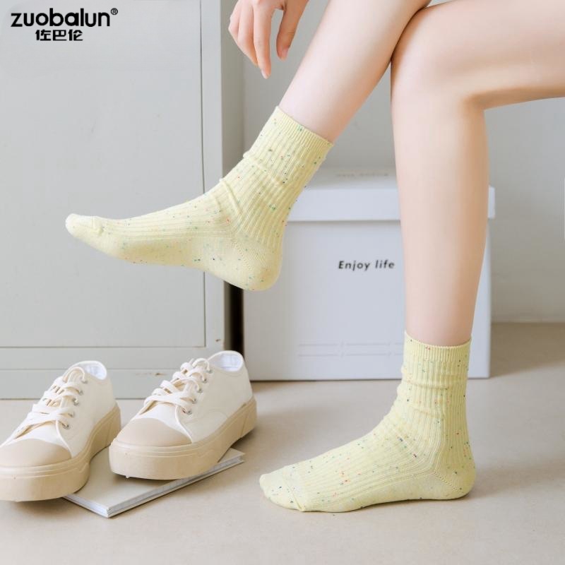 Oatmeal-colored pile socks for women in spring and autumn, pure cotton ins trendy yarn stockings, summer thin stockings