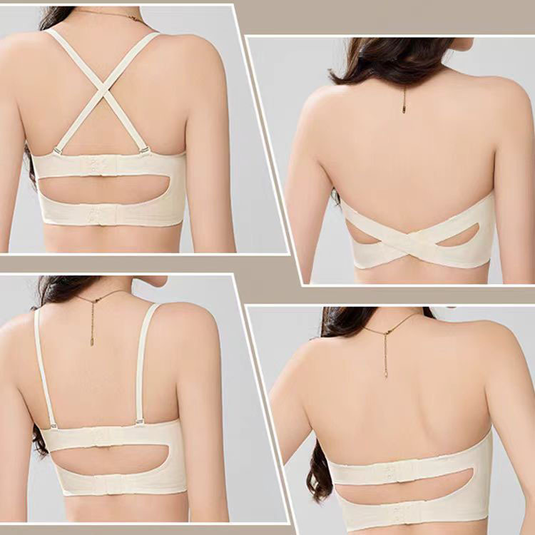 2024 Seamless push-up breathable wire-free strapless underwear non-slip push-up sexy tube top thin beautiful back bra