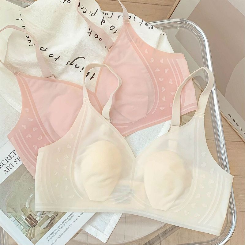Girl's Rabbit Ear Underwear Summer Ultra-Thin Seamless Bra Without Wires Big Breast Shows Small Fixed Cup Cool Feeling Bra