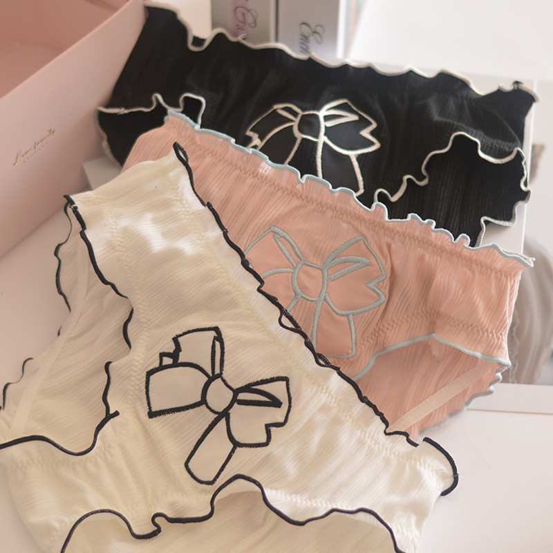 Large bow patch embroidered bread pants cartoon girl Japanese style pure cotton underwear pure cotton ladies briefs wholesale