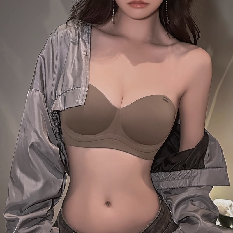 Seamless small breast push-up comic breast underwear women's big push-up adjustable enlarged summer strapless invisible bra