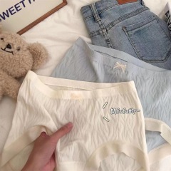 Japanese girl's seamless underwear with tree texture, high-elasticity breathable pure cotton crotch sweet mid-waist bag hip briefs