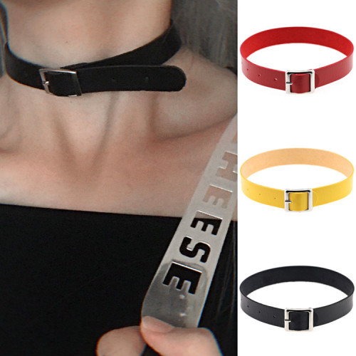 European and American sweetheart Harajuku punk retro rock pu leather collar simple and trendy dual-purpose neck strap necklace bracelet