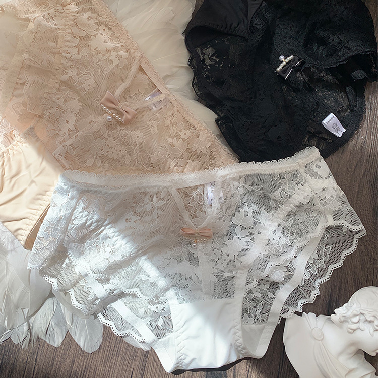 New wedding series lace seamless breathable sexy hollow panties women's thin hip-covering briefs pure lust style