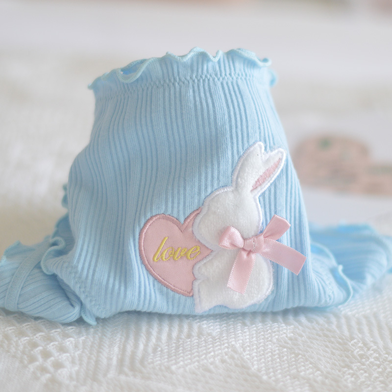 Autumn and winter plush rabbit patch embroidered underwear cute and sweet women's underwear girls underwear ruffled briefs