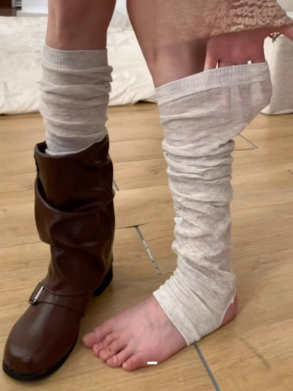Summer Thin Foot Socks Cover Pile Socks Two-Wear Lazy Leg Sleeves Versatile College Style Pile Breathable Socks Trendy
