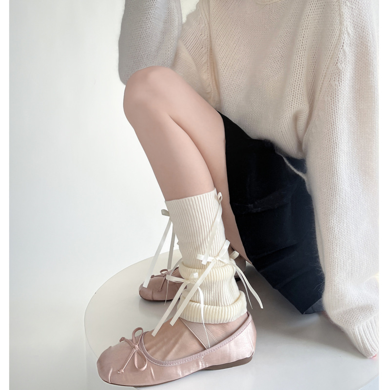 2024 new lazy style Lolita sweet girl bow leg socks candy color pile socks spring and autumn JK socks sets