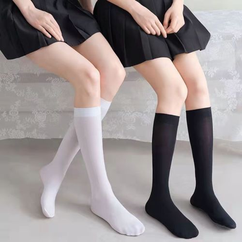 Spring and summer calf socks for women, Japanese velvet white stockings, black jk stockings, mid-calf socks, long outer knee socks