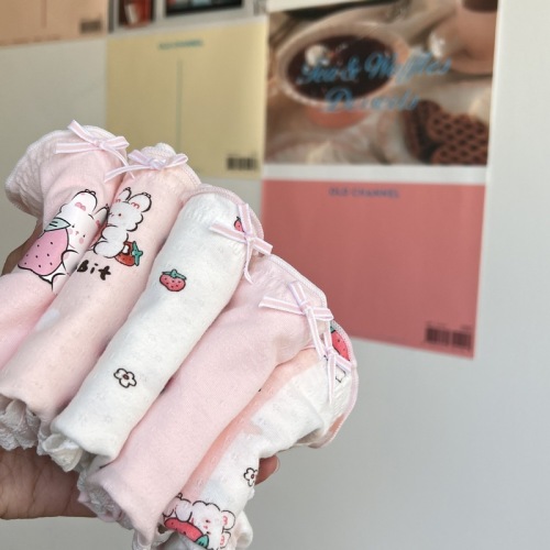 Ka Meow Illustrator's Original Girls' Underwear Back-to-School Season Pink Rabbit Breathable Cotton 5A Antibacterial Briefs Women