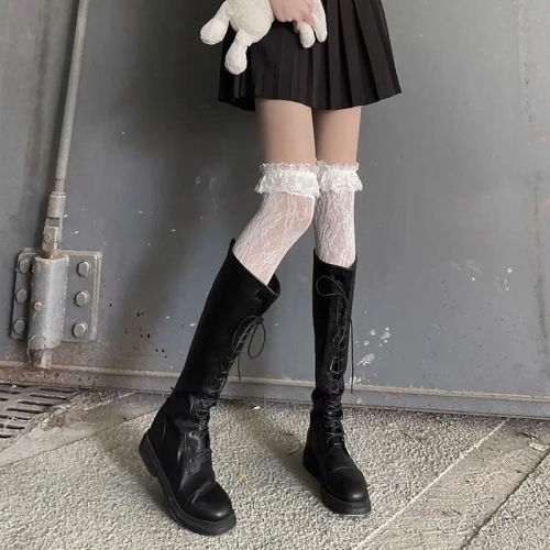 Lolita Lolita stockings white lace socks over-the-knee fishnet stockings mid-calf socks thin girly jk socks