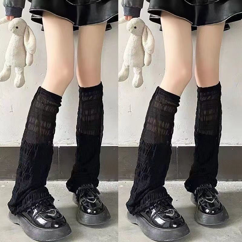Lolita calf wide leg socks for women jk black and white long tube ins lace socks sun protection and mosquito repellent socks set