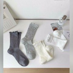 Summer socks for women, lightweight mid-calf socks, fungus-edged ballet style pile socks, breathable, deodorant and sweat-absorbent long socks