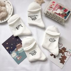Japanese curled puppy socks cartoon piggy socks simple college style socks sports casual socks for women