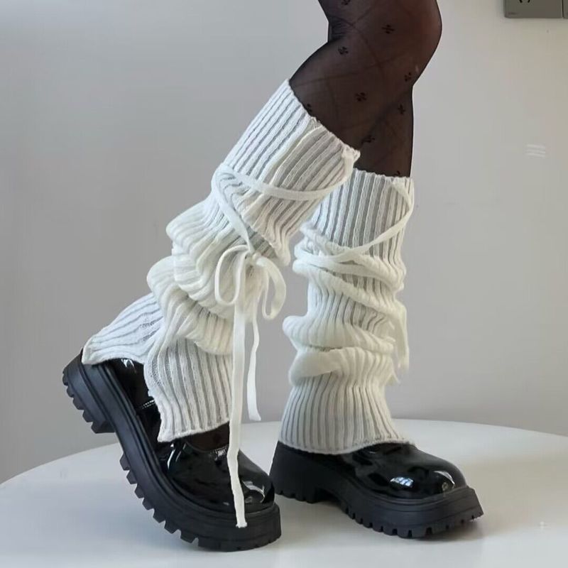 Autumn and winter hot girl straps personalized design leg covers pile socks calf socks leggings mid-tube cute socks for women