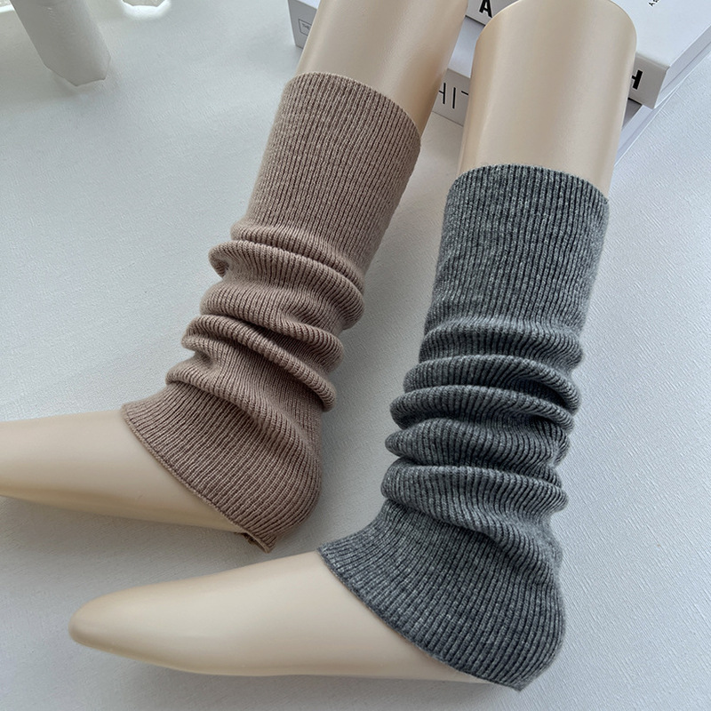 New soft cashmere socks, thin solid color knitted leggings, yoga foot coverings, thin dual-use white arm coverings