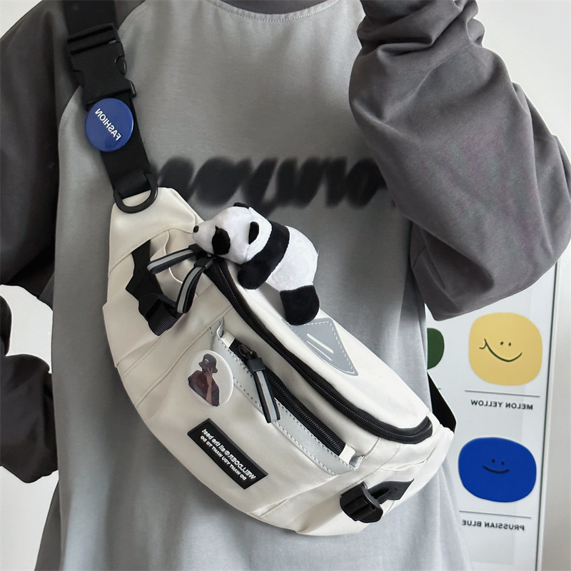 New chest bag for men, Japanese style Harajuku workwear style sports crossbody bag, trendy brand, large capacity, versatile, student cycling waist bag