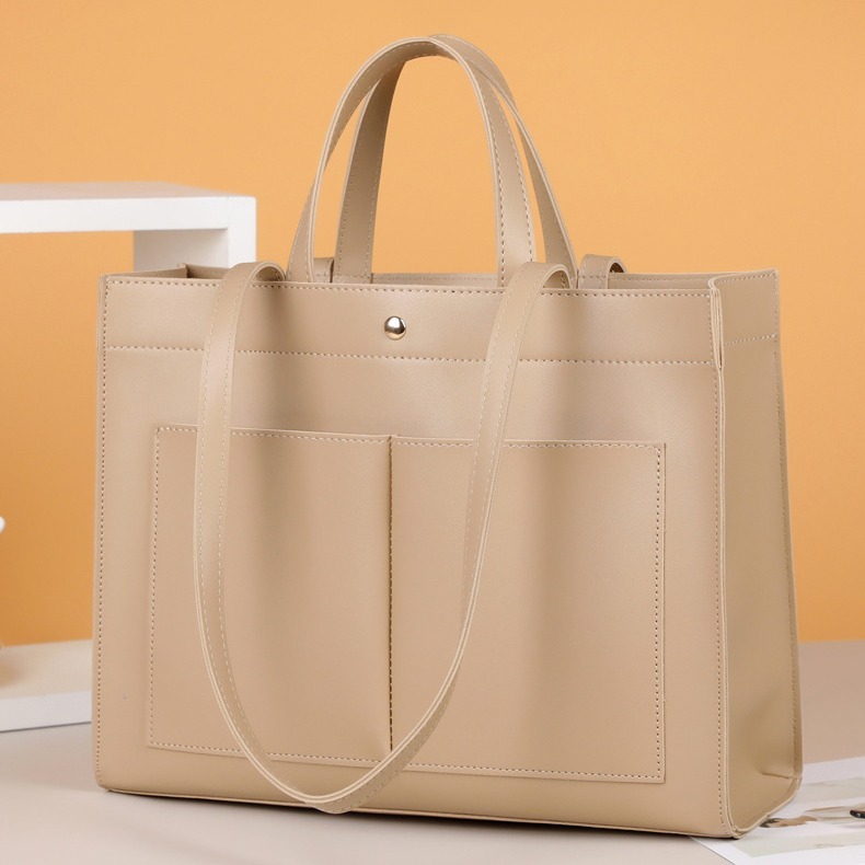 Cross-border Korean version of the new large-capacity full-color PU shoulder bag for women, simple and stylish commuter portable tote bag