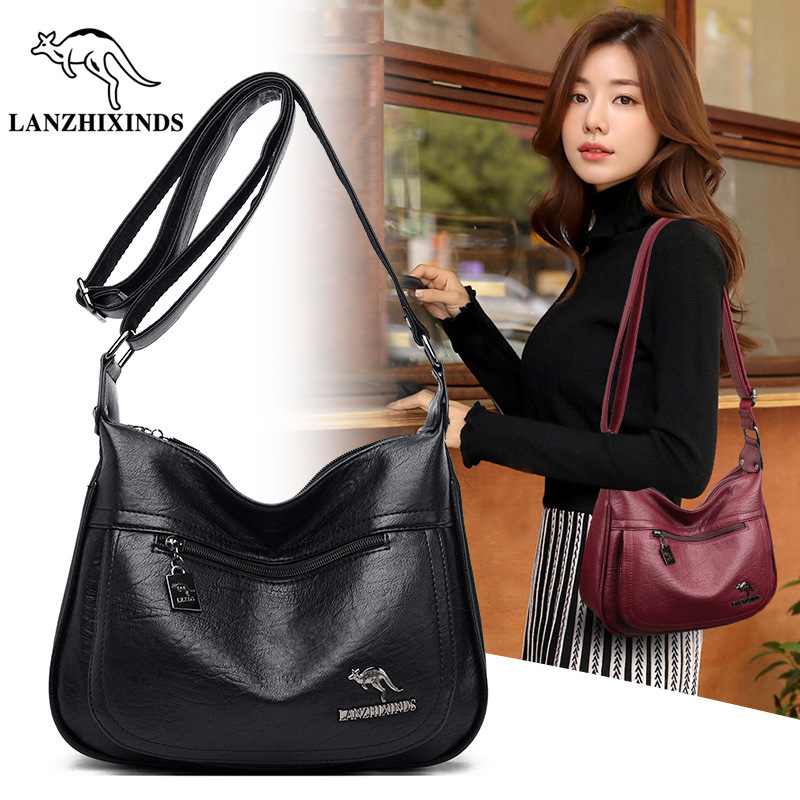 Middle-aged mother bag crossbody bag new fashion versatile shoulder bag large capacity soft leather mother-in-law casual women's bag