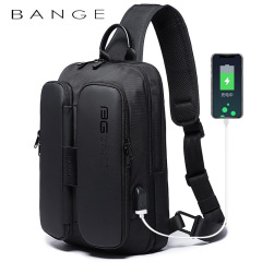 New fashion trend casual outdoor technology USB cool shoulder bag chest bag for men