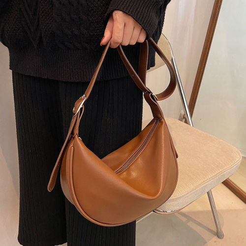 Bags for women 2024 new retro high-end super popular ins niche dumpling bag versatile soft leather shoulder crossbody bag