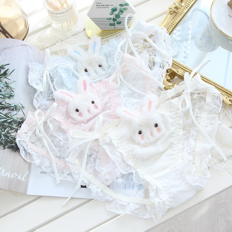 Spring new product of the Year of the Rabbit, two-dimensional plush rabbit embroidered fat breathable underwear for women, lace, pure desire and sexy A286