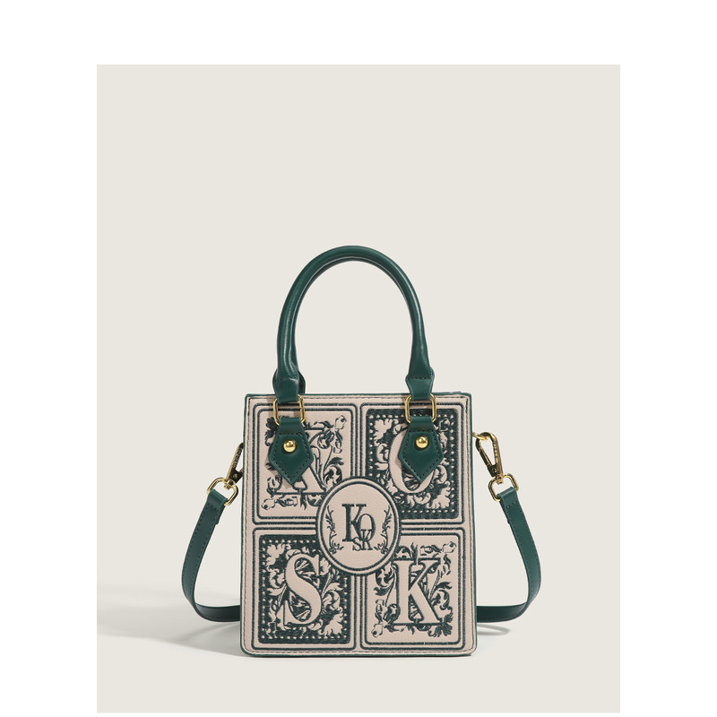 Niche design bags for women 2024 new early autumn popular embroidered handheld small square bag versatile shoulder crossbody bag