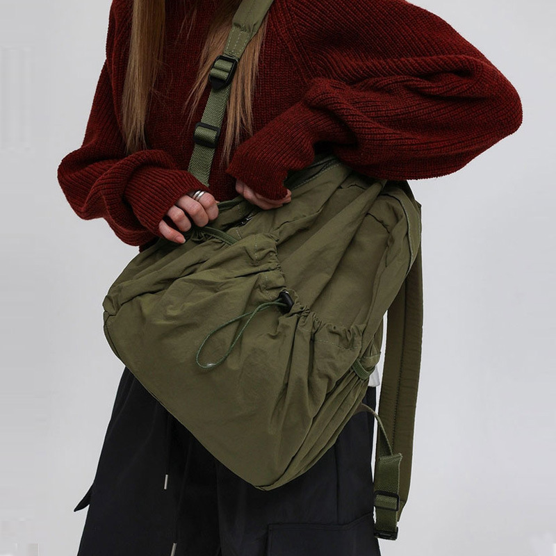 Korean backpack, large capacity nylon casual simple canvas bag, versatile school bag for female college students