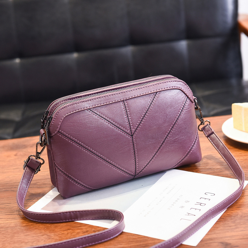 Soft leather small bag for women cross-body 2024 new women's multi-layer bag fashion embroidery single shoulder mother bag on behalf of