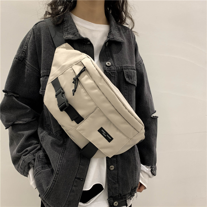 Canvas large-capacity waist bag for women 2024 new workwear retro crossbody bag Harajuku casual couple chest bag trendy