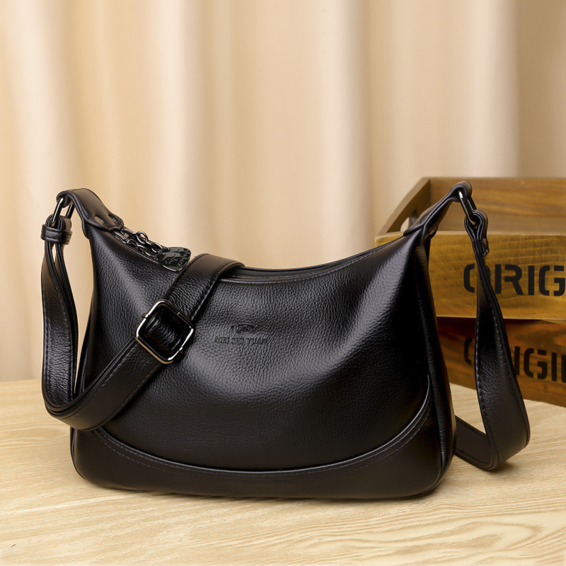 Women's bag 2024 new pu soft leather crossbody bag large capacity middle-aged women's shoulder bag simple casual small square bag