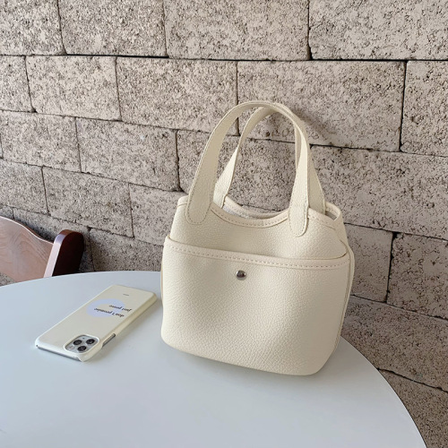 Korean ins new vegetable basket bag handbag simple and fashionable soft leather texture crossbody bucket bag for women