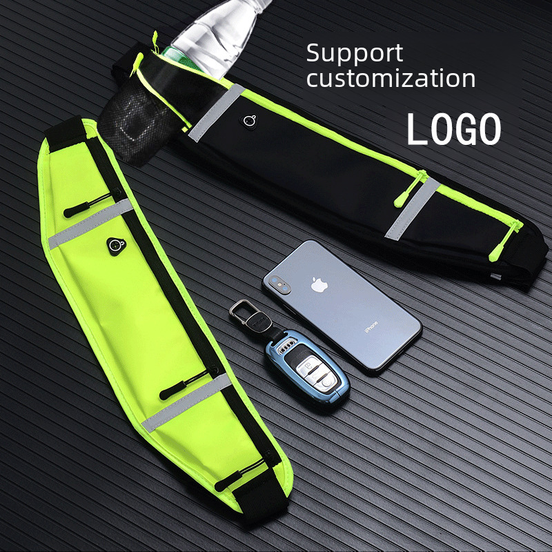Sports waist bag multifunctional outdoor running mobile phone men's and women's fitness waterproof invisible three-pocket Lycra ultra-thin waist bag