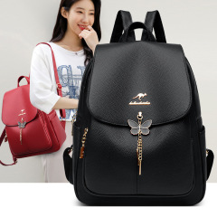 Backpack women's new enlarged version middle-aged women's soft leather bag casual fashion large capacity travel backpack