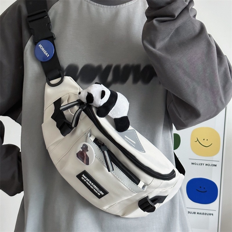 New Harajuku Trend Brand Chest Bag Men's Workwear Versatile Crossbody Bag Large Capacity Waist Bag Waterproof Cycling Shoulder Bag Women