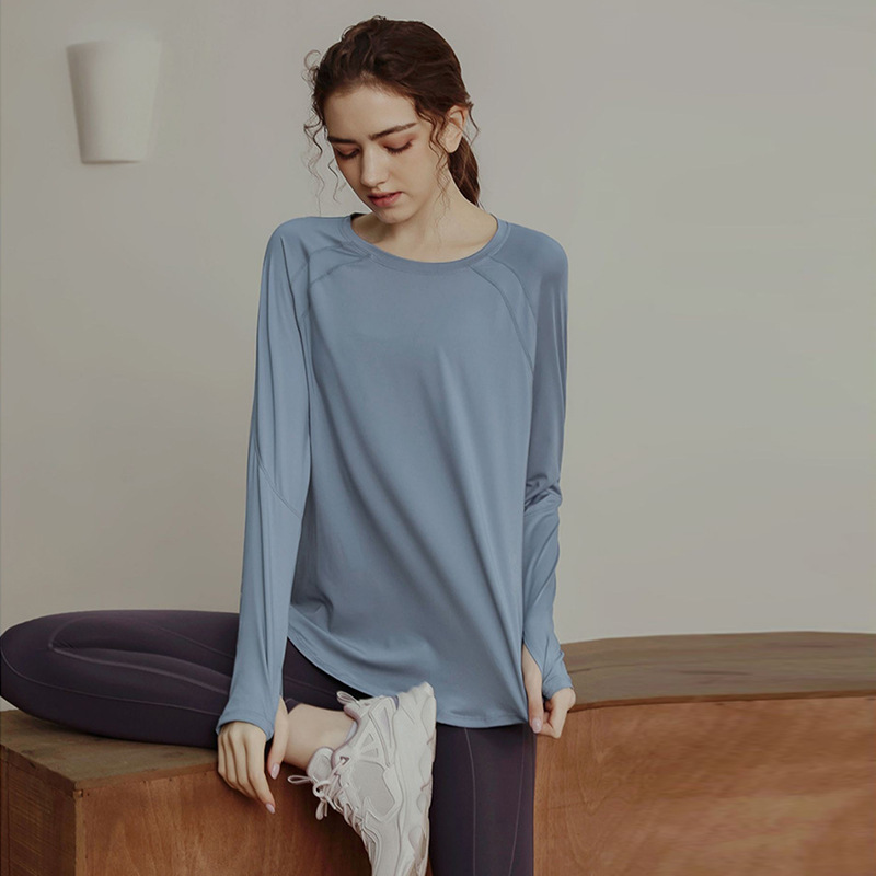 Loose quick-drying sports tops, women's long-sleeved T-shirts, yoga clothes, breathable running fitness clothes, slimming fitness clothes