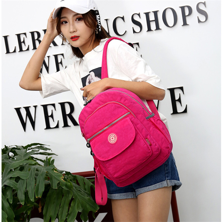 Large-capacity backpack, new women's lightweight printed backpack, washed Oxford cloth school bag, casual travel bag