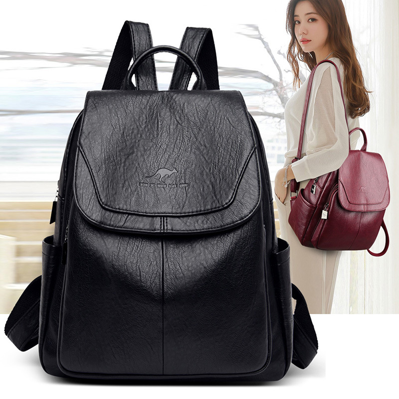 Fashionable Backpack Women 2024 New Versatile Large Capacity Soft Leather Backpack Student School Bag Outdoor Travel Ladies Bag